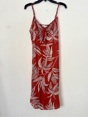 Like new tropical print tie front midi dress